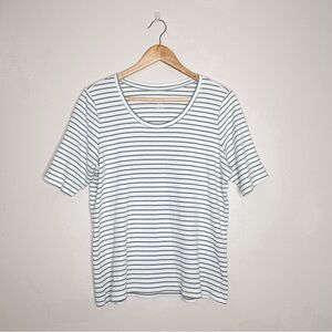 Wool& | Ribbed Striped Scoop Neck Tee, 1X